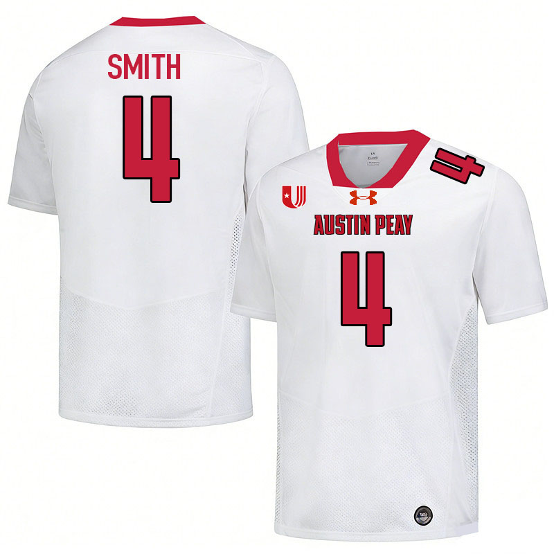 Austin Peay Governors #4 Austin Smith College Football Jerseys,Uniforms Stitched-White Austin Peay Governors #4 Austin Smith College Football Jerseys,Uniforms Stitched-White